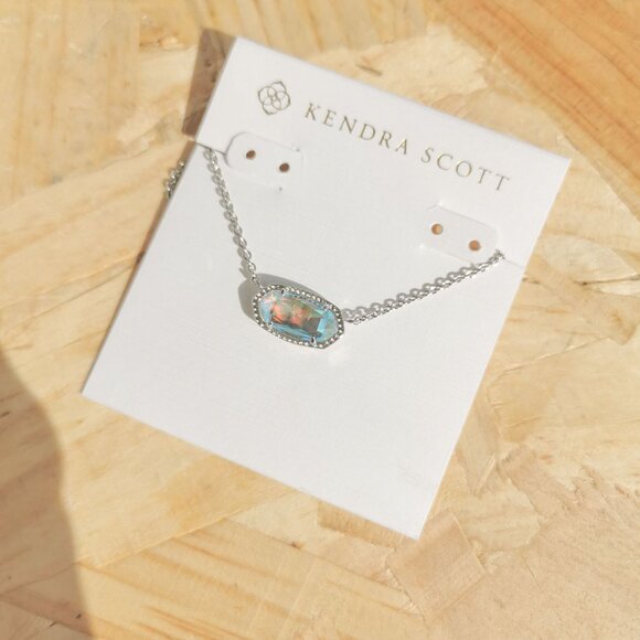 NEW Elisa Dichroic Glass Pendant Necklace Silver - Picture 2 of 4